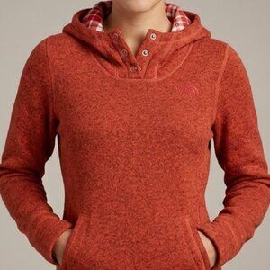 The North Face Sweatshirt Women Medium Red Pullover Outdoor Hoodie Plaid Lining